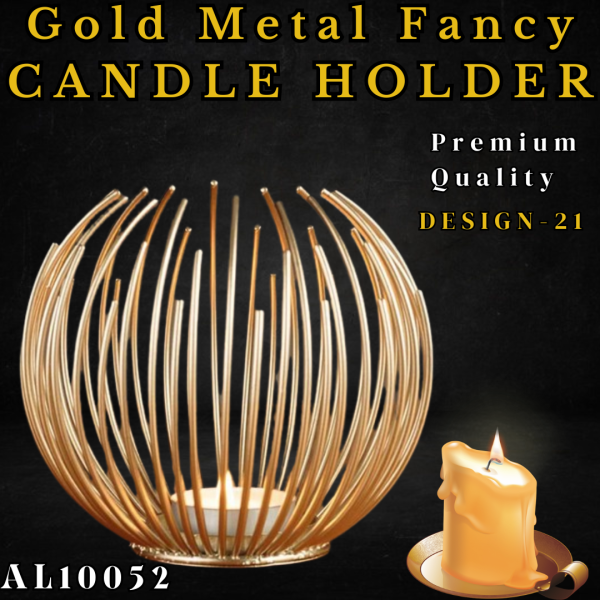 GOLD METAL FANCY CANDLE HOLDER/ D-21/ AL10052