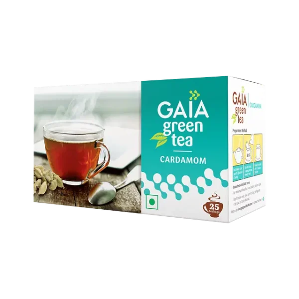 Gaia Green Tea Elaichi 25 tea bags - Image 2